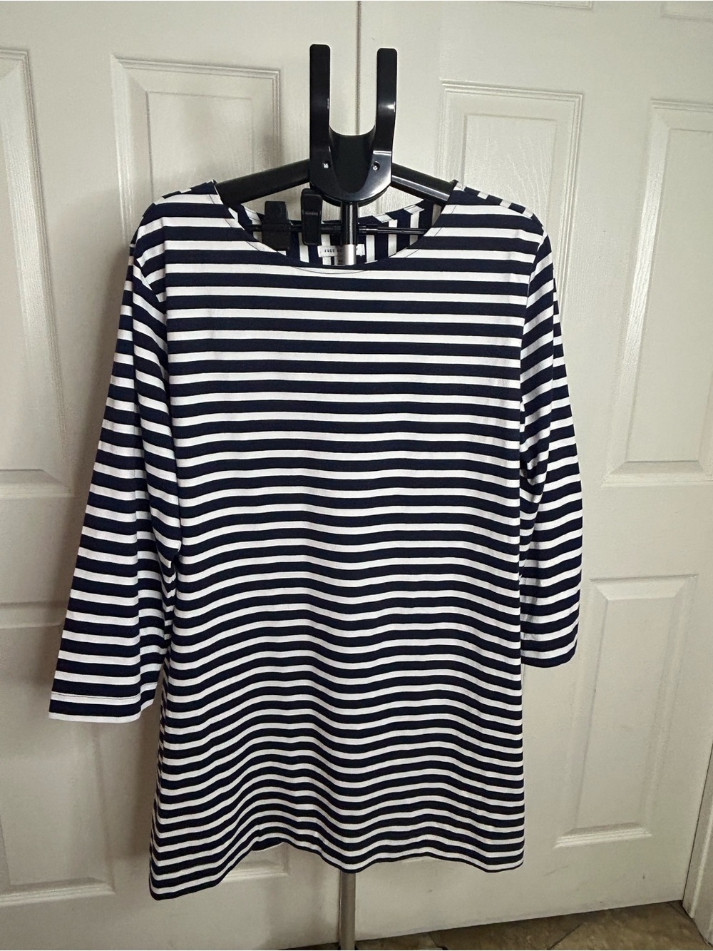 Striped Navy and White Mini Dress - Classic Boatneck